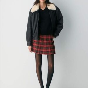 Aritzia Red Plaid Mini Skirt